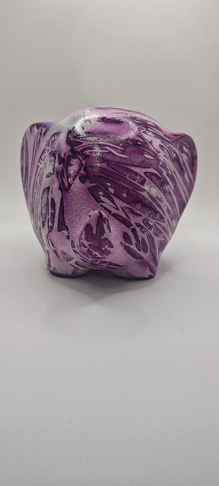 Image of Hand-Painted Purple Ceramic Elephant – Upcycled Decor with Alcohol Ink Art