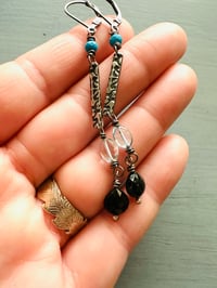 Image 1 of Tibetan turquoise and topaz dangle earrings