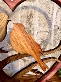 Image 4 of Wooden Bird Sculpture-Lovebirds in a heart 