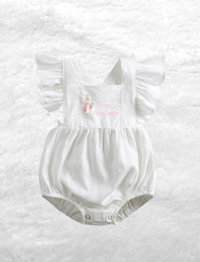 Image 1 of Personalised Pink Rabbit Ruffle Romper 