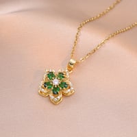 Image 5 of Shiny Zircon Romantic Flower Pendant Necklace For Women Gold Plated Rotatable Flowers Choker Girls W
