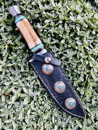Image 1 of 13” Damascus knife w/sheath
