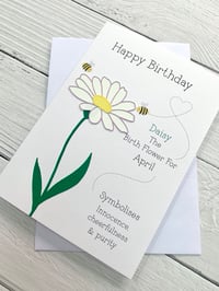 Image 4 of Handmade April Daisy Birth Flower Card - Elegant Birthday Card for April Birthdays
