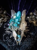 Lt Blue Aura Quartz & Chalcopyrite - Goat Skull