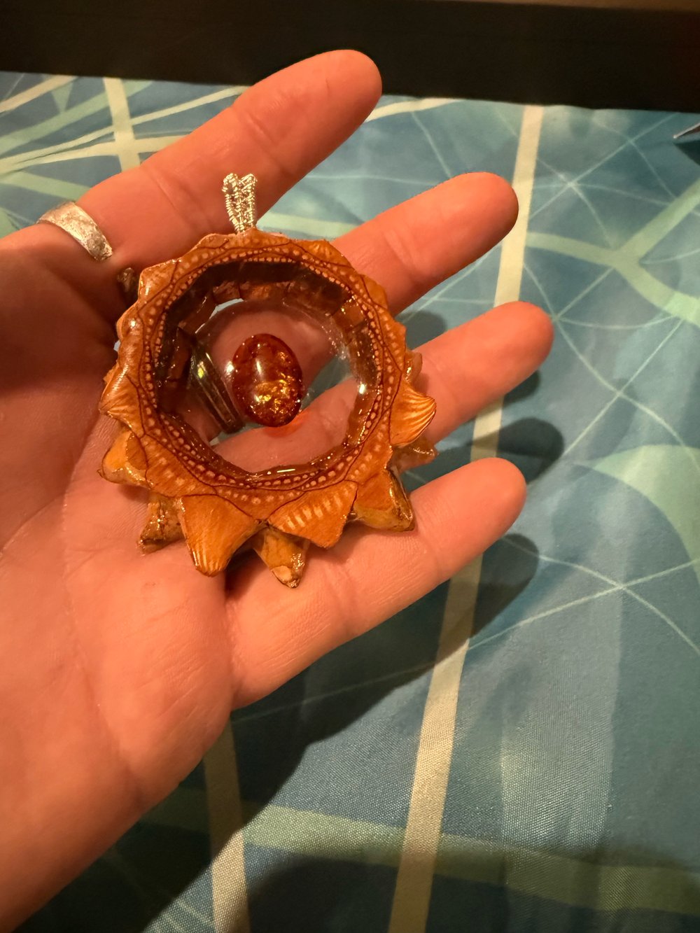 Image of Amber Pinecone Pendant #51