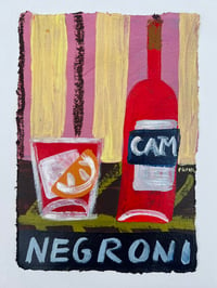 Negroni on pink and yellow stripes