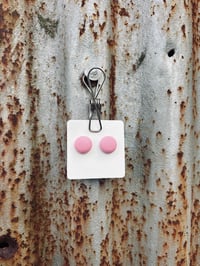 15mm ~ Pink Button Earrings