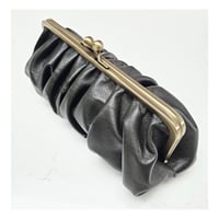 Image 1 of *NEW* Gathered Dark Olive Leather Clutch