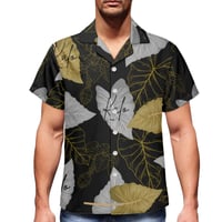 Image 1 of Men's Pique Kalo in Black Print Collard Shirt