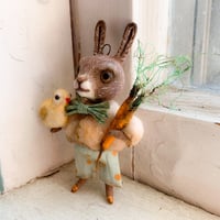Image 3 of Brown Bunny with Carrots and Chick