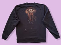 Image 2 of “WISE OWL” CUSTOM BLEACH PAINTED SWEATSHIRT LARGE