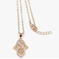 Image 2 of Rhinestone Hamsa Hand Necklace
