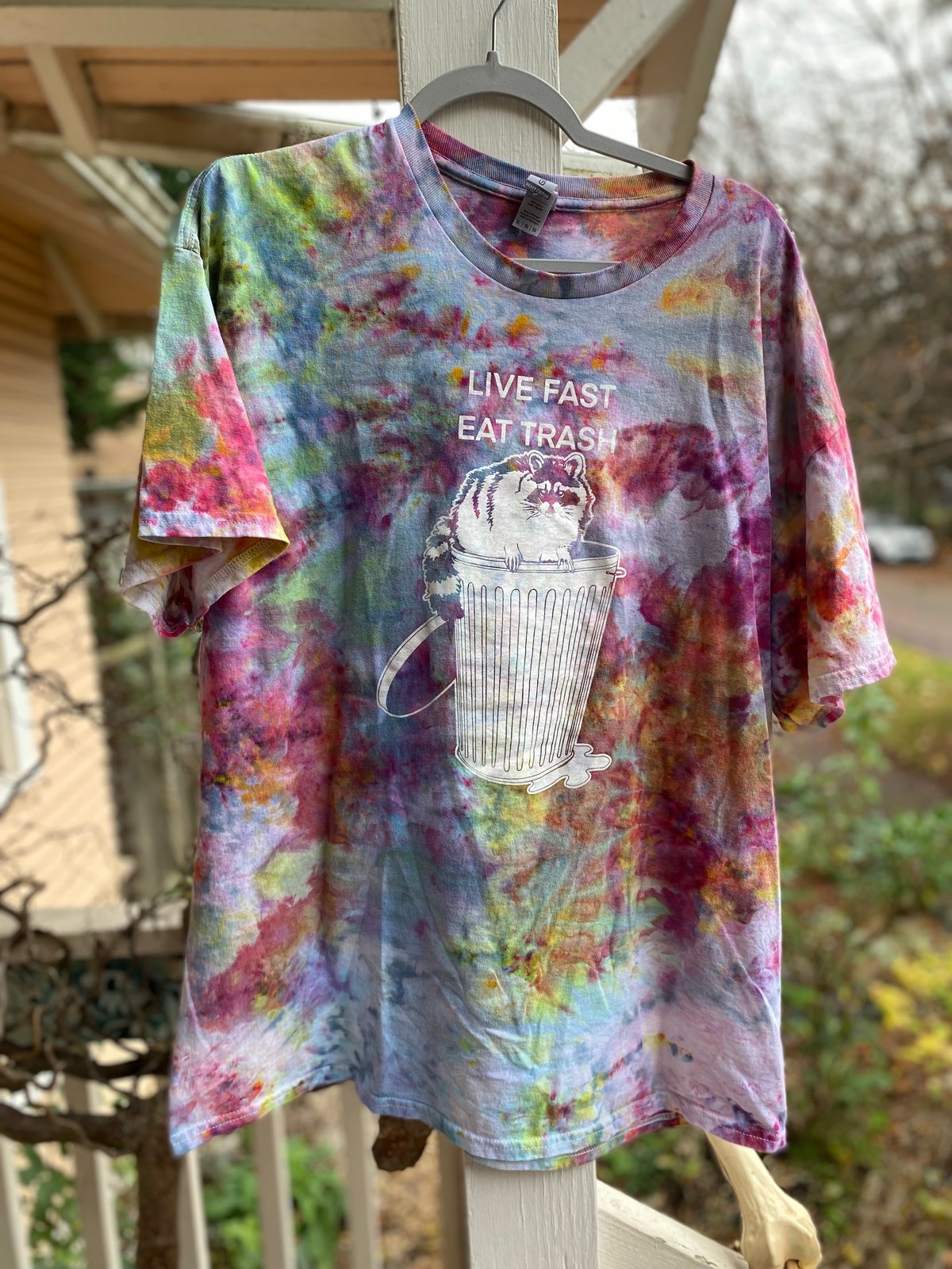 Image of XL Live Fast Eat Trash Tie Dye Shirt 3