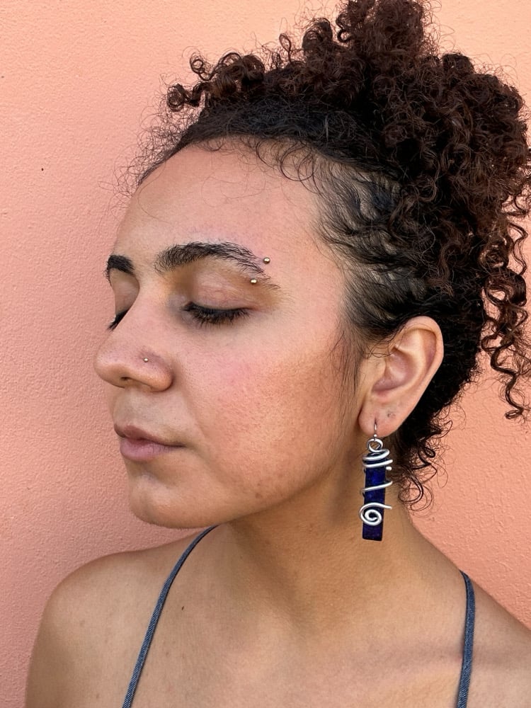 Image of ✧Lapis Lazuli Spiral Earrings