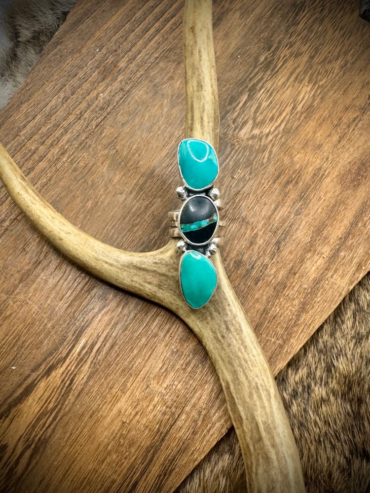 Image of Blackjack & Nila Turquoise Ring - Adjustable