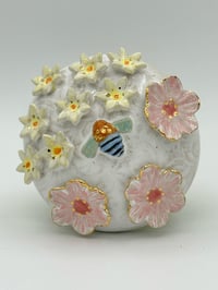 Image 1 of Blue Banded Bee Floral Wall Art 