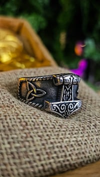 Image 8 of 👑The Armored Kingdom Thor’s Hammer Godforge Ring-Scratch Resistant-Exclusive-Rust Proof-Viking
