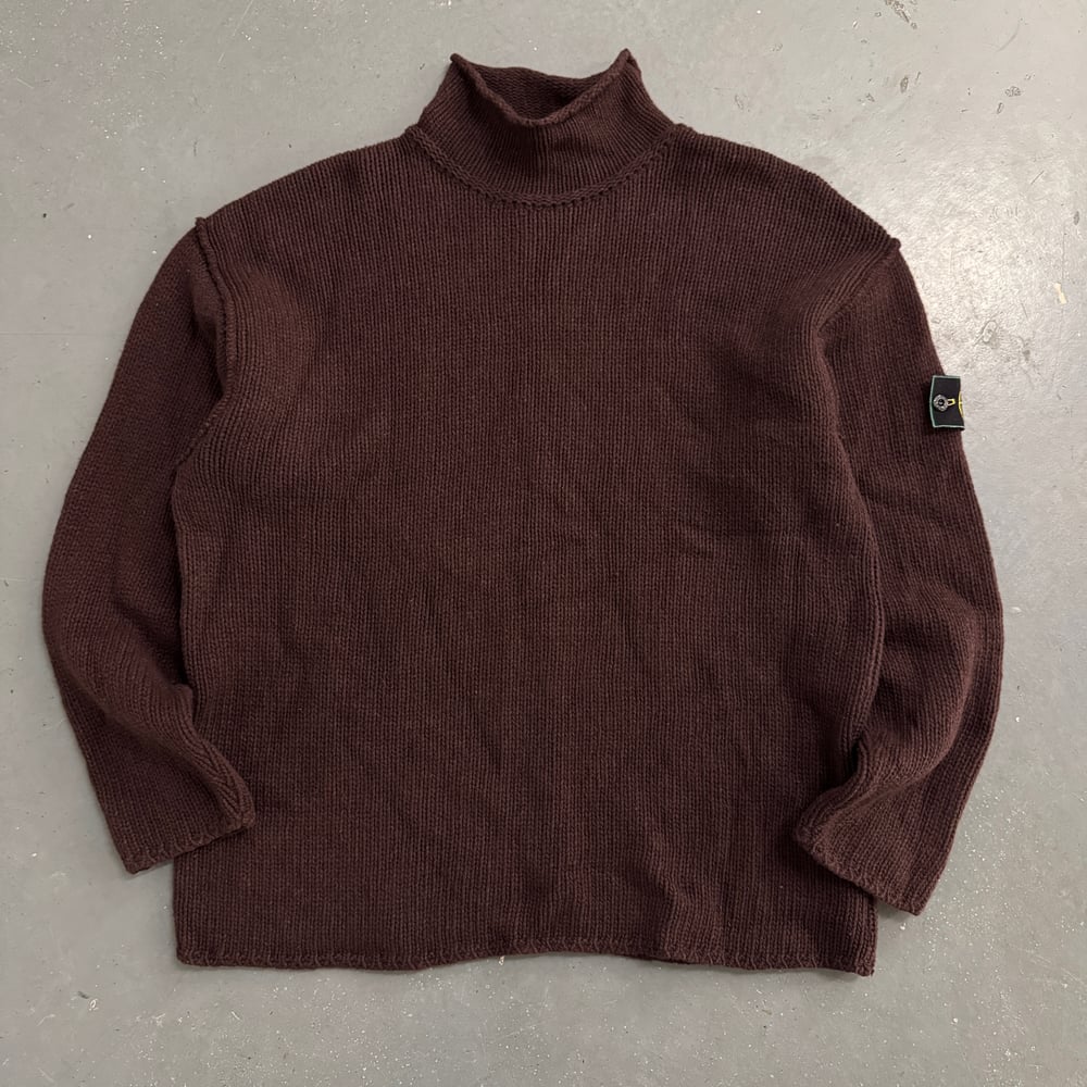 Image of AW 1995 Stone Island Mock Neck Wool Sweatshirt, size XL