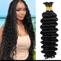 Image 1 of Luxe Lengths Bulk Hair Deep Wavy Bulk Hair Extensions #1B Natural Black