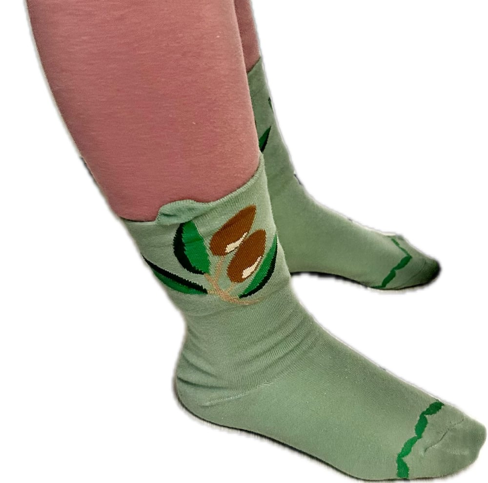 Image of Free Palestine Olive Socks (Girls 6-12)