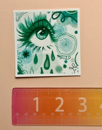 Image 2 of GREEN EYE DOODLE VINYL STICKER
