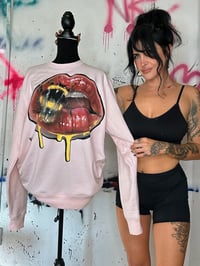 Image 4 of “HEY HONEYBEE” CUSTOM PAINTED PULLOVER SWEATSHIRT LARGE