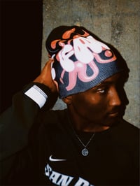 Image 1 of BUBBLE PRINT BLACK BEANIE