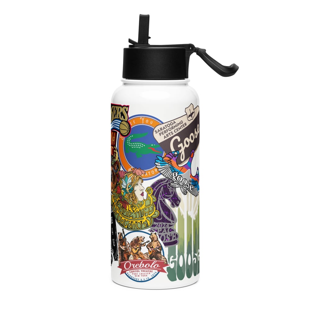 Goose “stickers” Stainless water bottle w/ straw lid