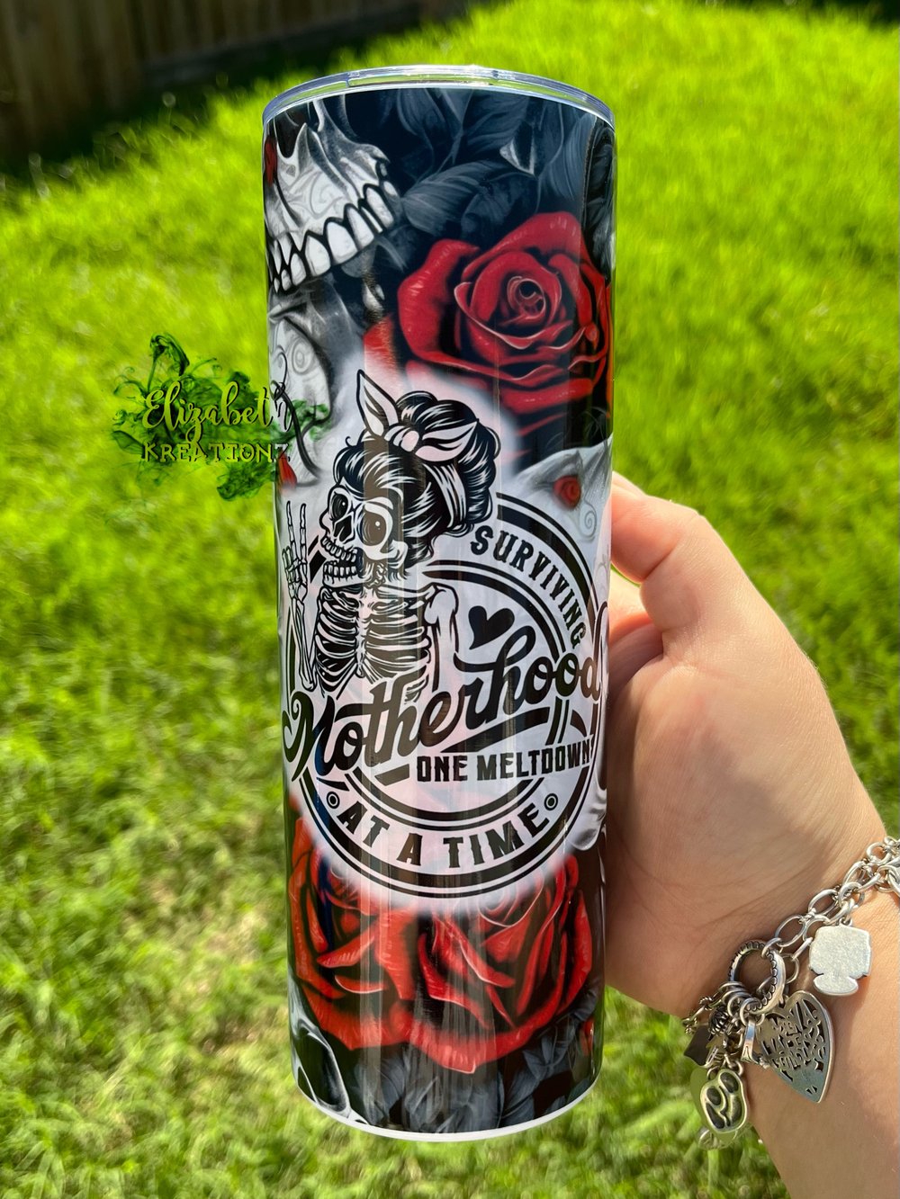 Motherhood Skull Rose Tumbler