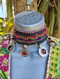 Image 1 of Fez tribal coin choker - red stones