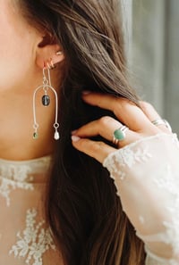 Image 3 of Kyanite, Tourmaline & Pearl Luna Earrings