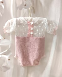 Image 2 of Newborn girls bodysuit | Fiorenza | pink | off white|  short sleeves