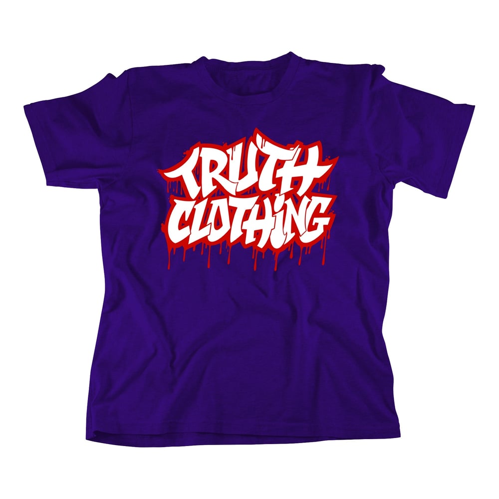 "Bloody Truth" T Shirt | Purple/White/Red