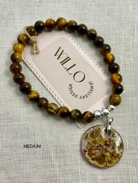 Image 1 of Tigers eye gemstone bracelet with dragonfly charm 