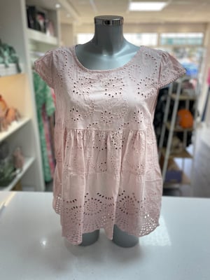 Image of Broaderie Anglaise Tiered Top With