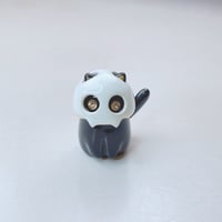 Image 1 of Black cat with skull mask ceramic figurine #1