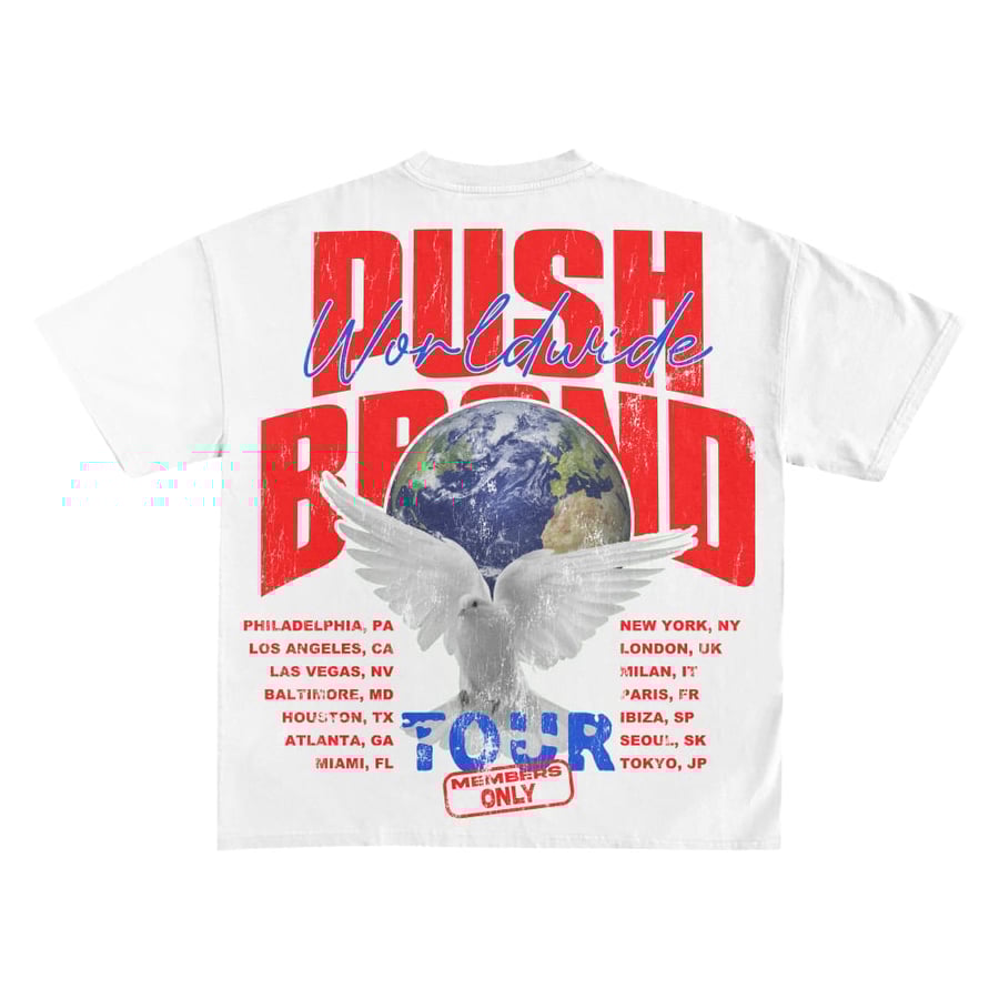 Image of World Tour T Shirt White & Red