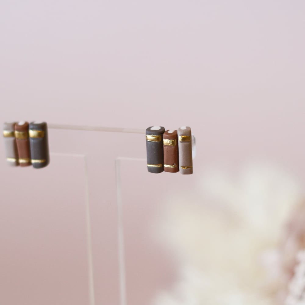 Image of Book Studs - Grey And Brown 