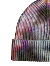 Image 4 of Adult Knit Cuff Beanie in Muted Watercolors Ice Dye