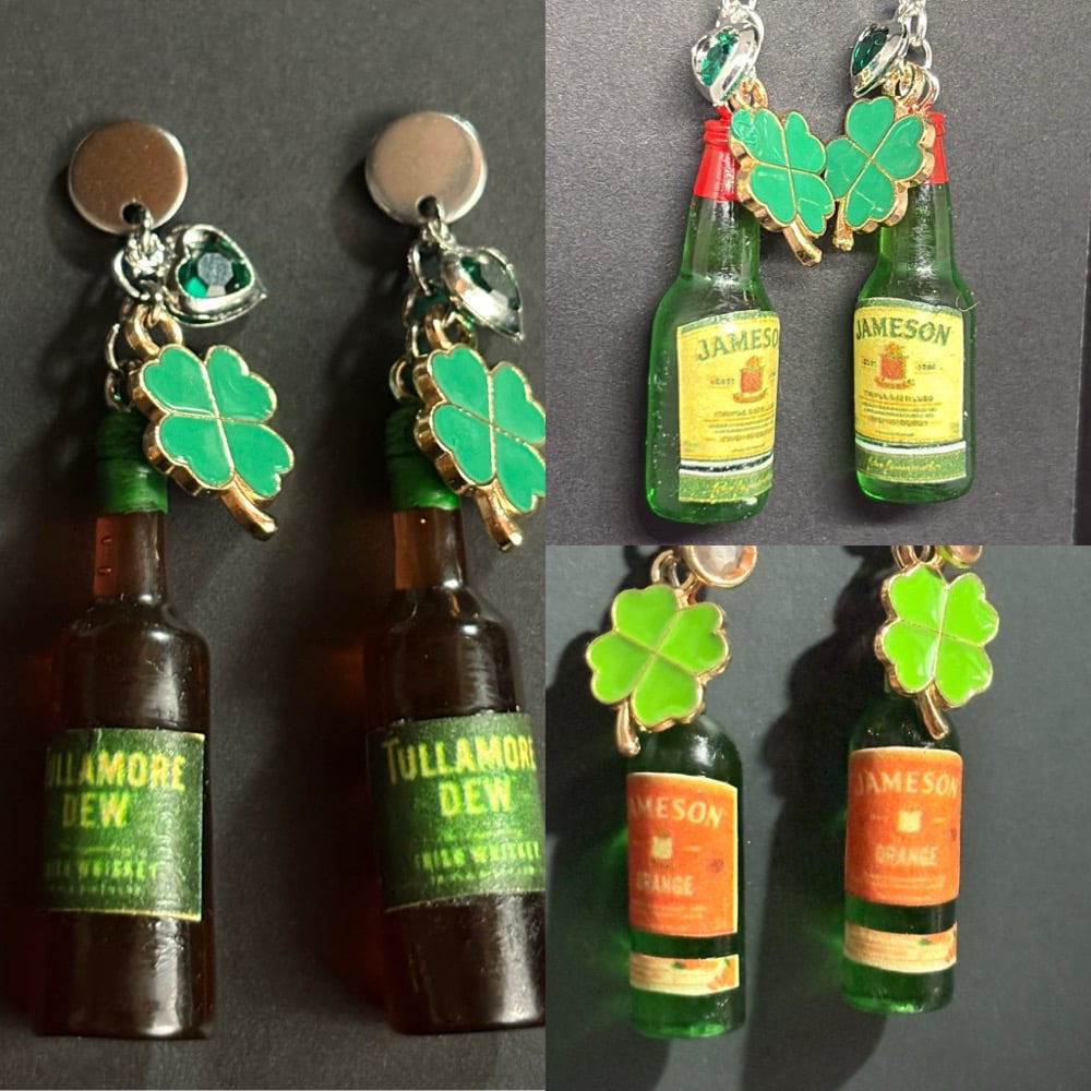 Image of Whiskey mini bottle dangle earrings Jameson, Jack, Jagermeister, etc