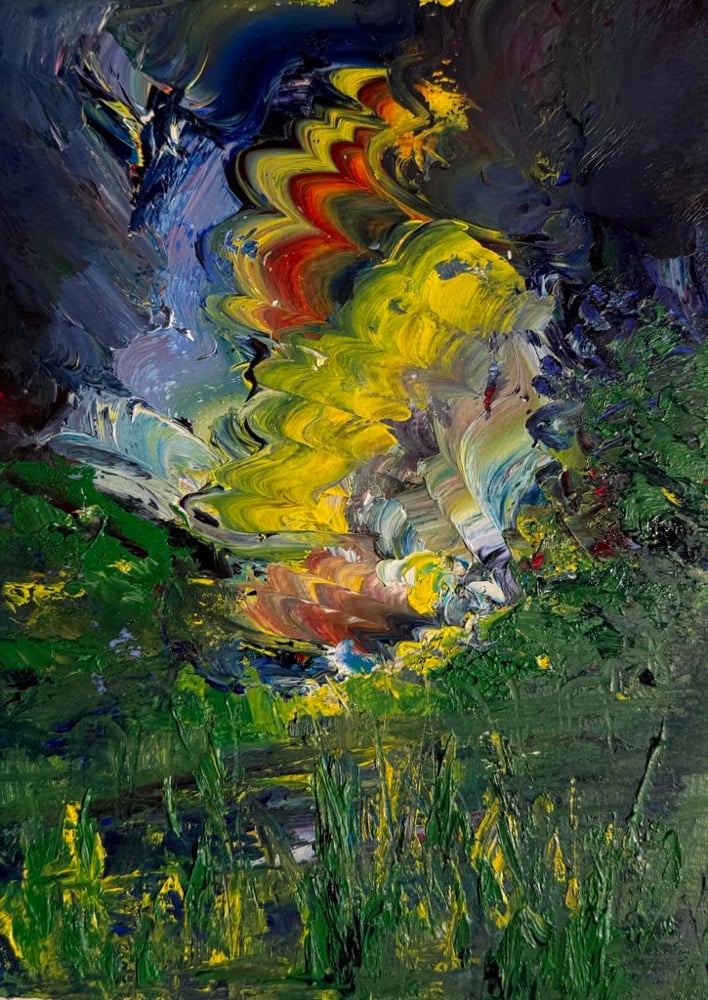 Chaos” oil painting on paper 9 x 12 inches | Viridis Artem