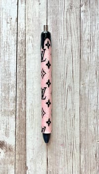 Image 2 of Custom Pink LV Drip Glitter Gel Pen