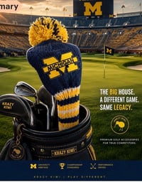 Image 3 of Michigan Wolverines College Football Golf Club cover Handknit 