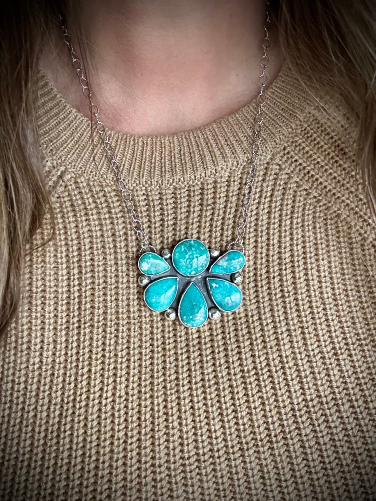 Image of White Water Turquoise Half Cluster Necklace