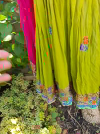 Image 14 of Sienna Glitter wrap dress - Pink and green