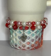 Image 1 of Pink and Pearl Valentines Tumbler Mini Bracelet Stack
