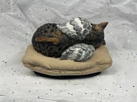 Image 12 of Custom Engraved Sleeping Cat Kitty On Pillow Urn Pet Memorial Portrait Angel Wings
