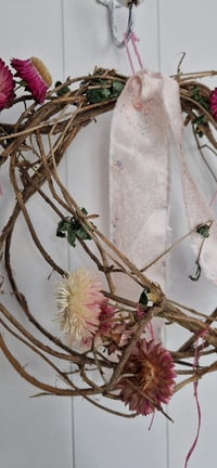 Image 2 of Handmade Wreath with Dried Strawflowers