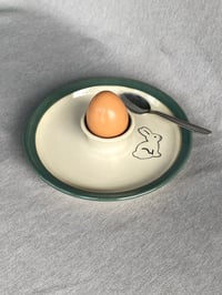 Image 3 of  Rabbit Decorated Egg Plate GREEN 