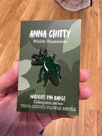 Thick-legged Flower Beetle Enamel Pin